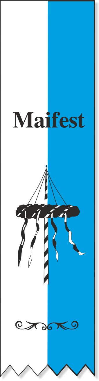 Festabzeichen weiß-blau mit Maibaummotiv - Lagerartikel