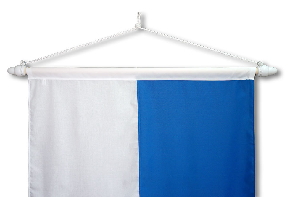 01 Bannerfahne für Maibaum EXTRA weiß-blau